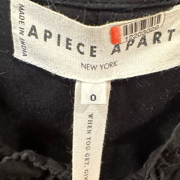 Apiece Apart Black Ruffle Jumpsuit Eyelet Size 0 Belted Pockets Minimalist Boho - Picture 7 of 10